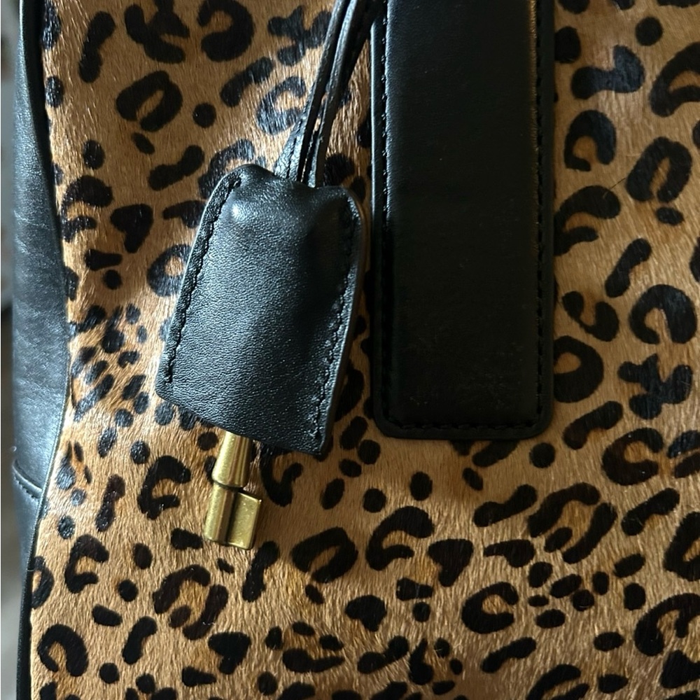 FOSSIL  Women's Memoir Satchel - Leopard Print with Black Accents-NWR - Picture 5 of 12
